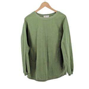 Liam & Co Green Ribbed Knit Sweater L Oversized Crewneck Casual Pullover Womens‎